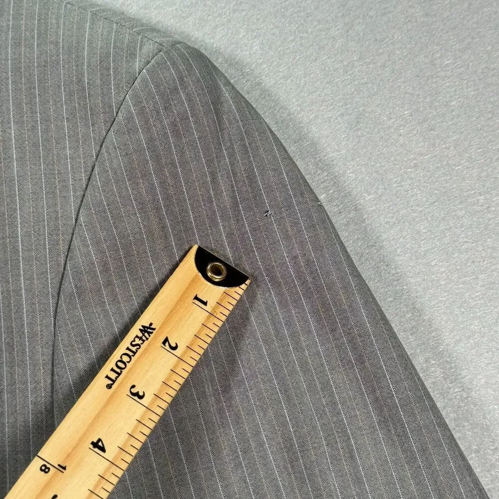 Vintage Hugo Boss Pasolini‎ Movie Wool Suit Jacket Pants Mens 42R Gray Stripes